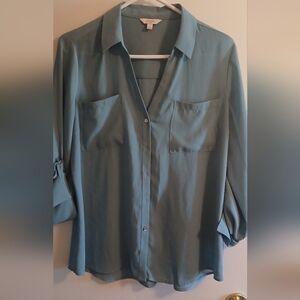 Candie's Teal Button-Down Blouse